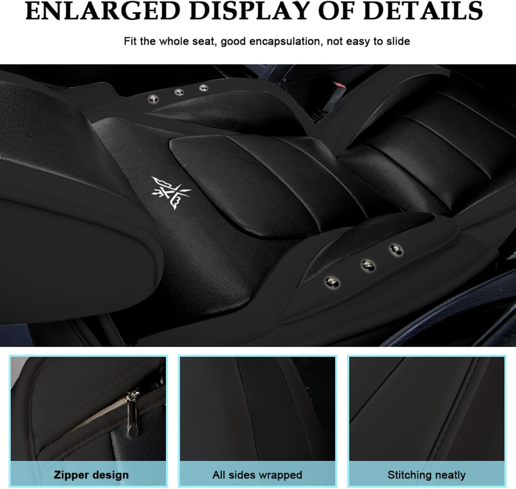 Seat Covers Custom Fit for Dodge Challenger 2009-2025, Luxury Front Set Leather Seat Covers Cushion, Waterproof Car Seat Cover Full Set, Automobile Interior(Black)