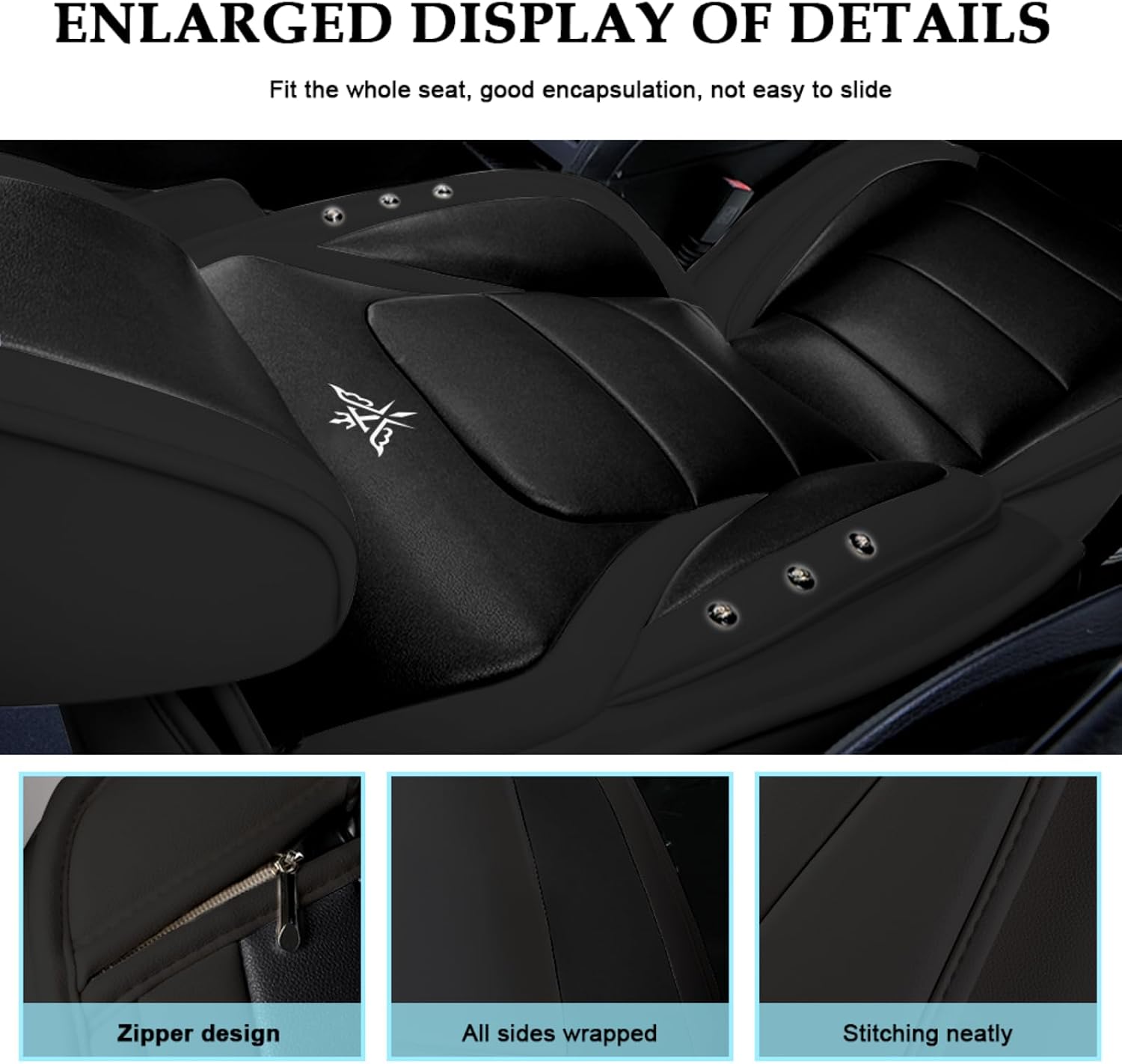 Seat Covers Custom Fit for Dodge Challenger 2009-2025, Luxury Front Set Leather Seat Covers Cushion, Waterproof Car Seat Cover Full Set, Automobile Interior(Black)