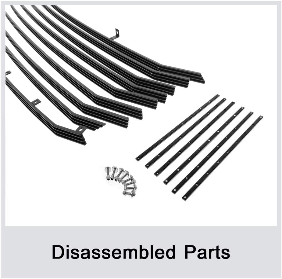 APS Premium Aluminum Black Rivet Studs Wide Billet Grille Grill Insert Compatible with Toyota Tundra 2014 2015 2016 2017 Main Upper N19-W58958T