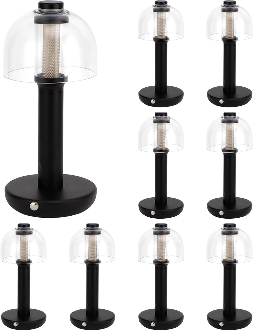 JHY DESIGN 9 Pack Bedside Table Lamp 10' H 3-Color Light Dimmable Nightstand Lamp with Glass Shade Touch Control Table Lamp for Bedroom Living Room Indoors Outdoors（Black,Type-C Charging）