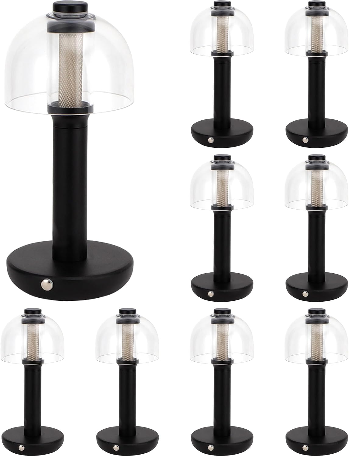 JHY DESIGN 9 Pack Bedside Table Lamp 10' H 3-Color Light Dimmable Nightstand Lamp with Glass Shade Touch Control Table Lamp for Bedroom Living Room Indoors Outdoors（Black,Type-C Charging）