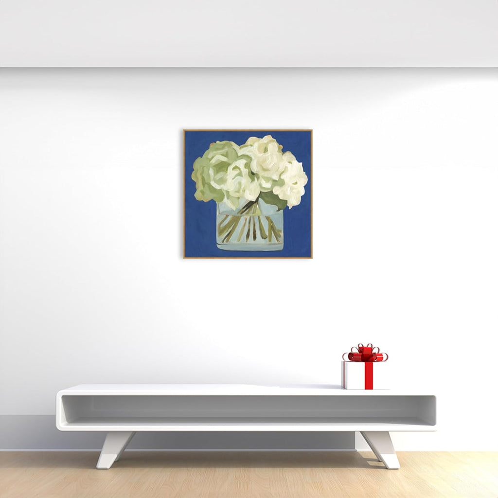 Amanti Art Framed Canvas Wall Art 30x30 White Hydrangeas II by Emma Scarvey, Framed Wall Art Canvas, Flowers Artwork, Modern Decor, Large Poster Painting for Living Room, Bedroom, Bathroom, Kitchen,