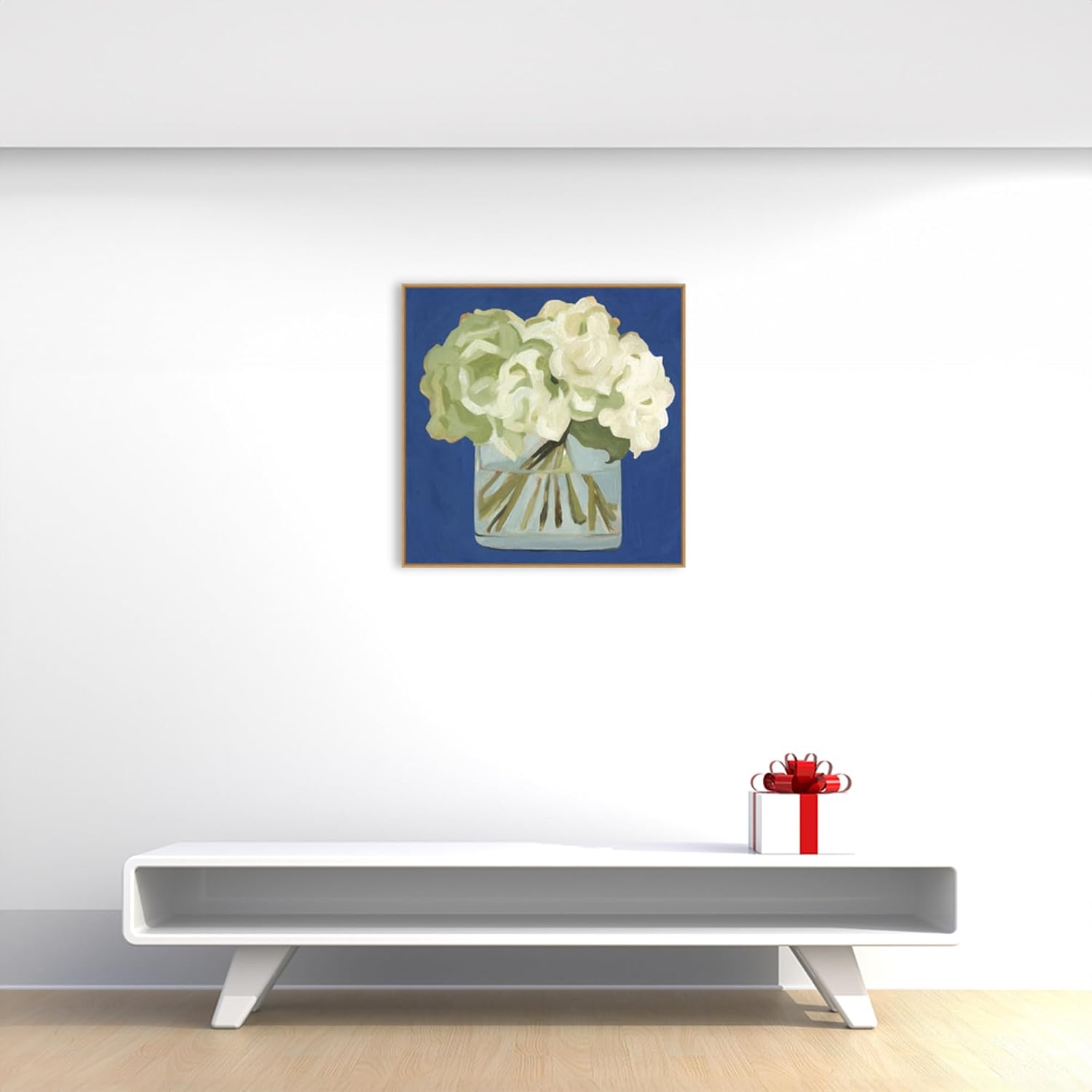 Amanti Art Framed Canvas Wall Art 30x30 White Hydrangeas II by Emma Scarvey, Framed Wall Art Canvas, Flowers Artwork, Modern Decor, Large Poster Painting for Living Room, Bedroom, Bathroom, Kitchen,