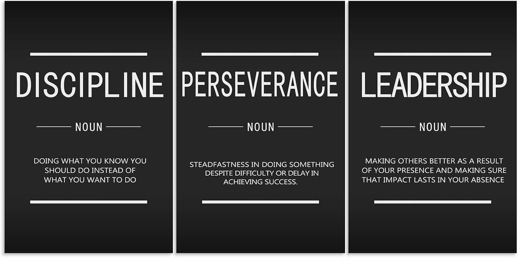 Motivational Canvas Office Print Wall Art Inspirational Picture Discipline Perseverance Leadership Noun Poster Painting Inspiring Artwork for Home Living Room Office Decor Ready to Hang[72''Wx 36''H]
