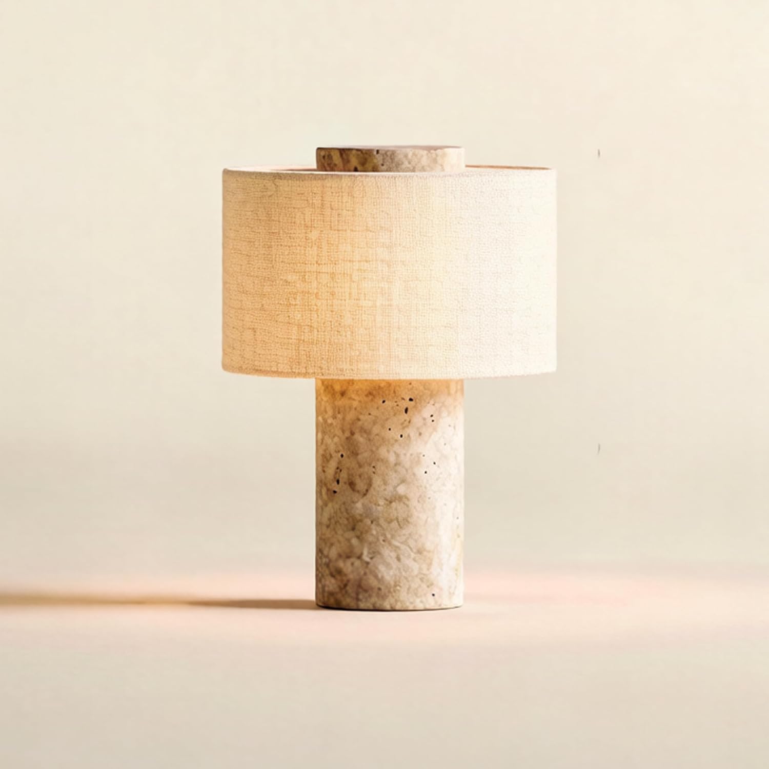 Stone Lamp, Natural Travertine Table Lamp 10 Inch Marble Wabi Sabi Light Fixture Organic Modern Home Decor Warm to Cool White Light for Bedside, Console, Entryway, Counter...(Plug-in Travertine Lamp)