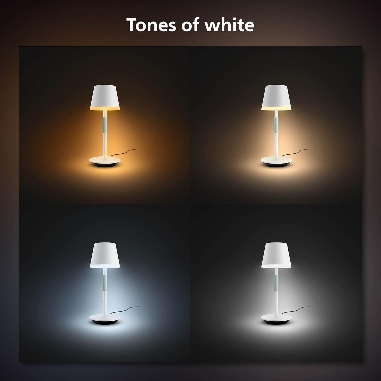 Philips Hue Go Smart Portable Table Lamp, White - White and Color Ambiance LED Color-Changing Light - 1 Pack - Indoor and Outdoor Use - Control with Hue App or Voice Assistant