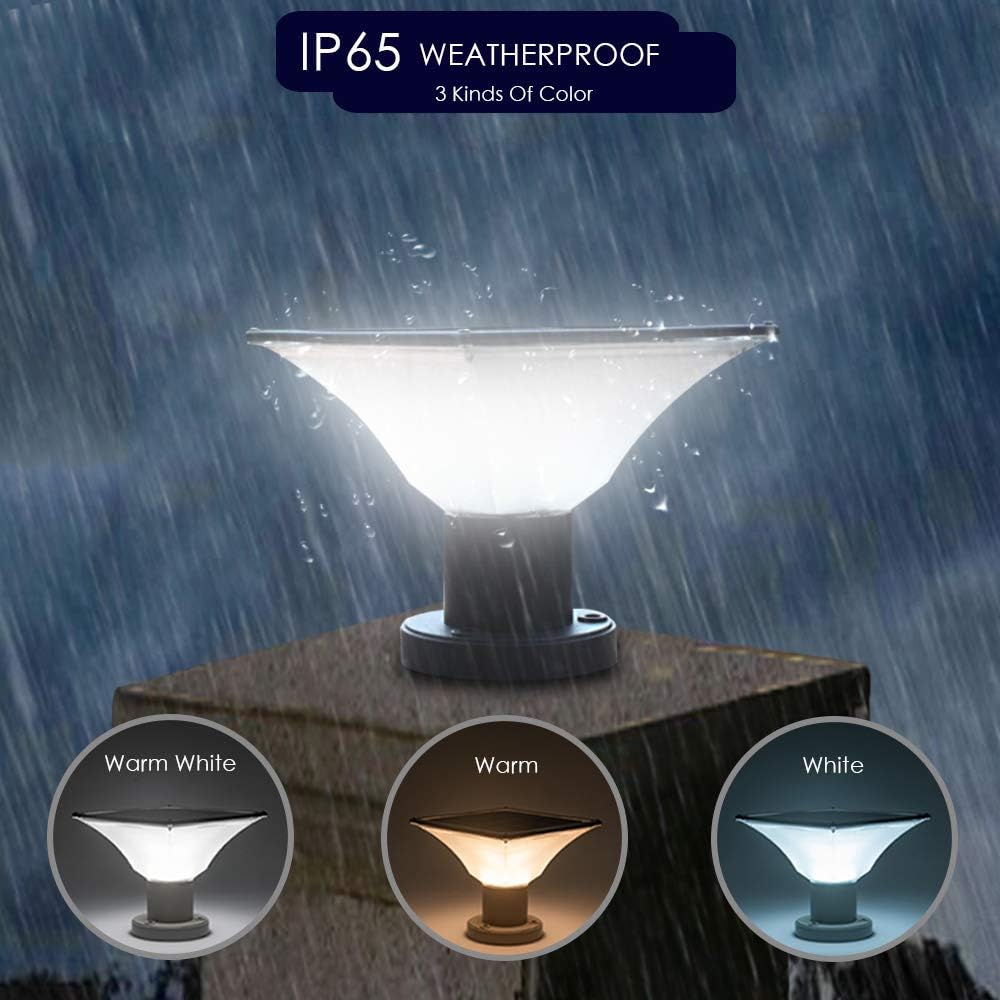 Solar LED Post Cap Lights Outdoor – Solar Powered Deck Post Lights – Waterproof Solar Powered Caps fits 4x4 or 6x6 Posts (4 Pack)