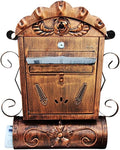 Lockable Secure Mailbox Wall Mounted Metal Mail Box Newspaper Letter Post Box Garden Decoration Home Apartment Postbox