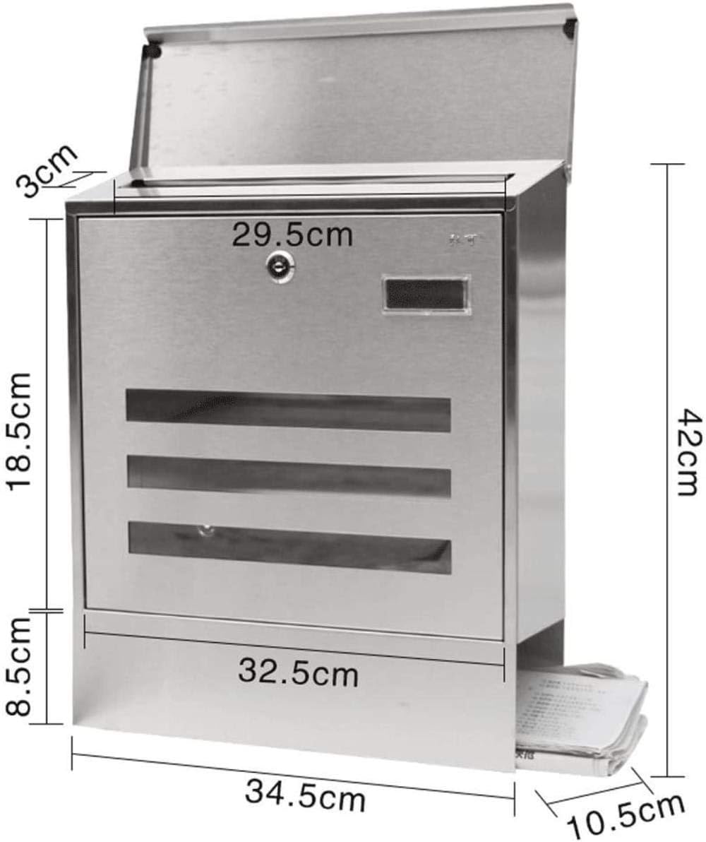 Mailbox Postbox Stainless Steel Letter Box Outdoor Creative Large Letter Box Outdoor Wall-Mounted Home