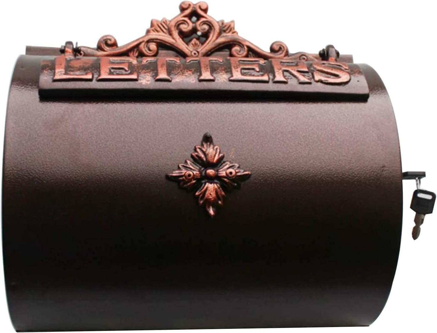 Vintage Lockable Mailbox, Wall Mount Mailboxes for Outside, Antique Metal Post Box with Lock, 13 X 13 X 5 in