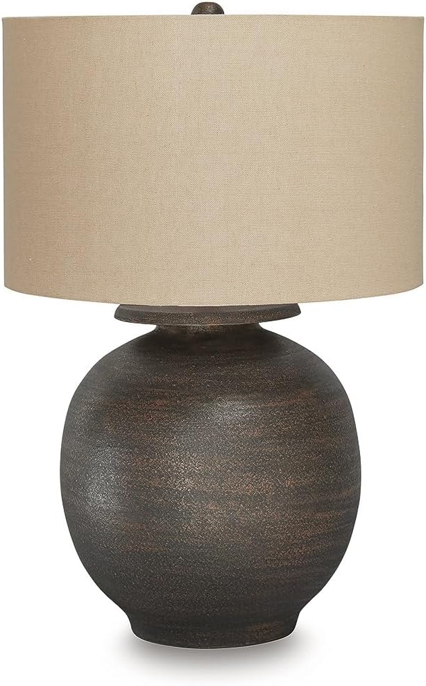 Signature Design by Ashley Carlenbury Retro Metal Table Lamp with 3-Way Switch, Dark Brown