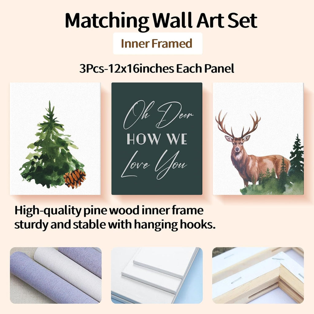 Personalized Baby Crib Bedding Set, Custom Name Nursery Bedding, Deer 5 Pcs Baby Bedding Set for Girl Boy, Double Layer Crib Set, Customized Gifts(Fixed Size)