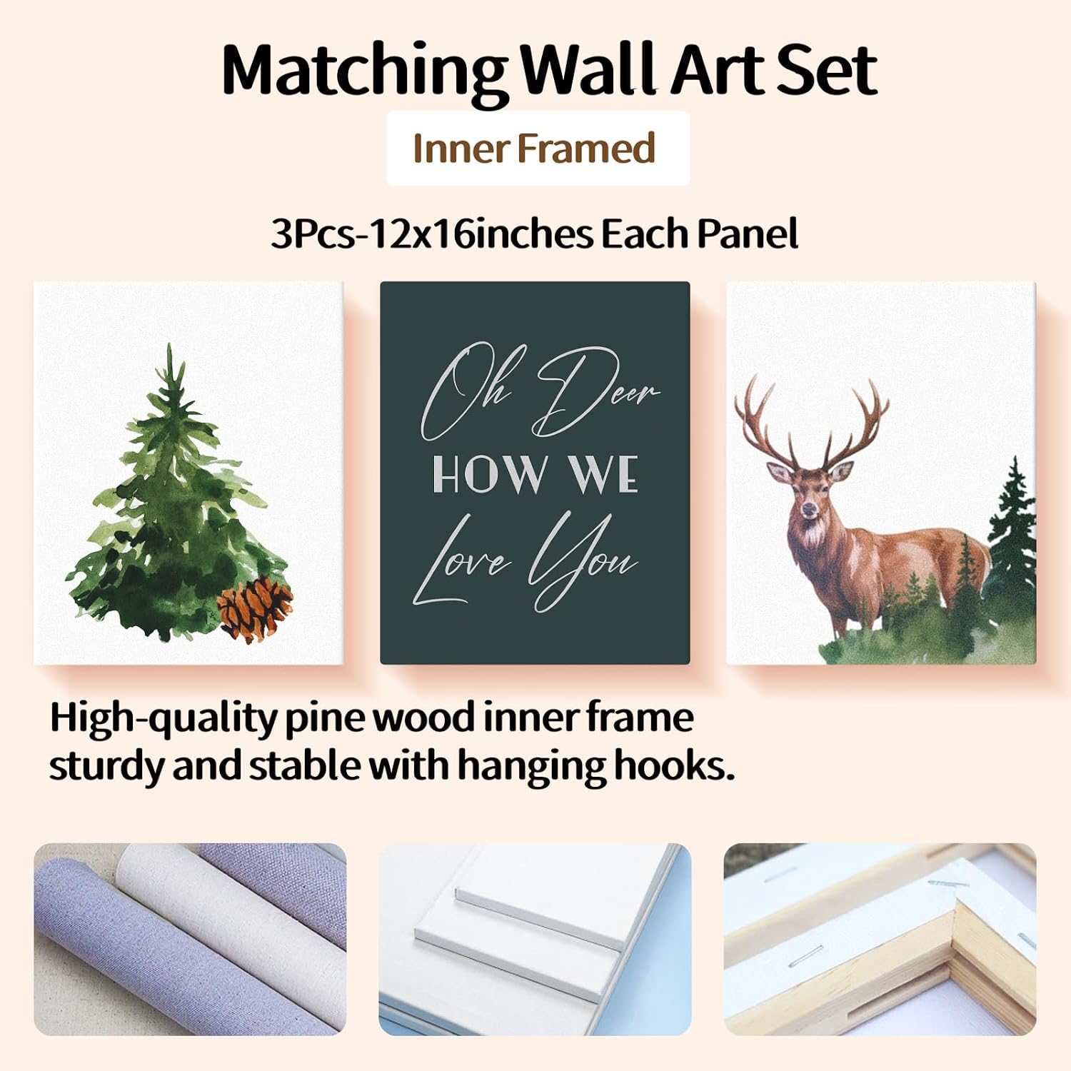 Personalized Baby Crib Bedding Set, Custom Name Nursery Bedding, Deer 5 Pcs Baby Bedding Set for Girl Boy, Double Layer Crib Set, Customized Gifts(Fixed Size)