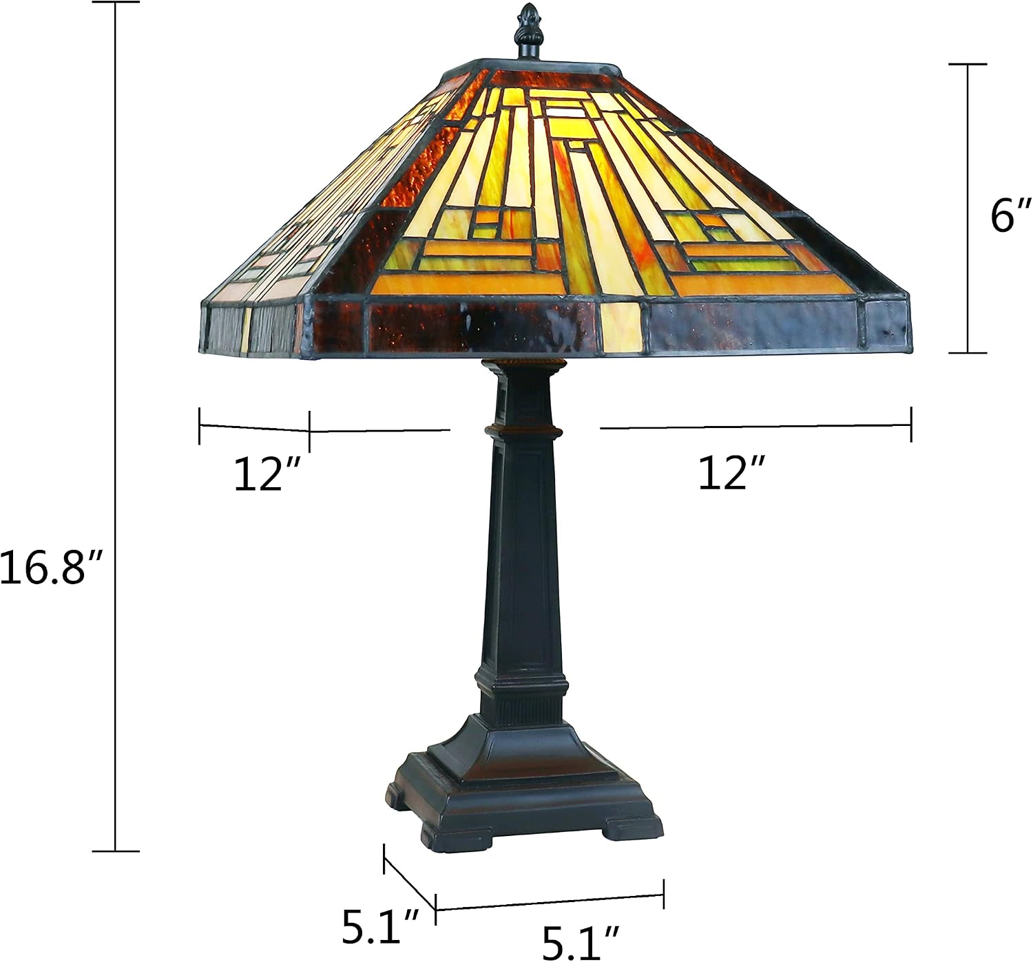Chloe Lighting Innes Mission Tiffany-Style Blackish Bronze 1 Light Table Lamp 12' Wide