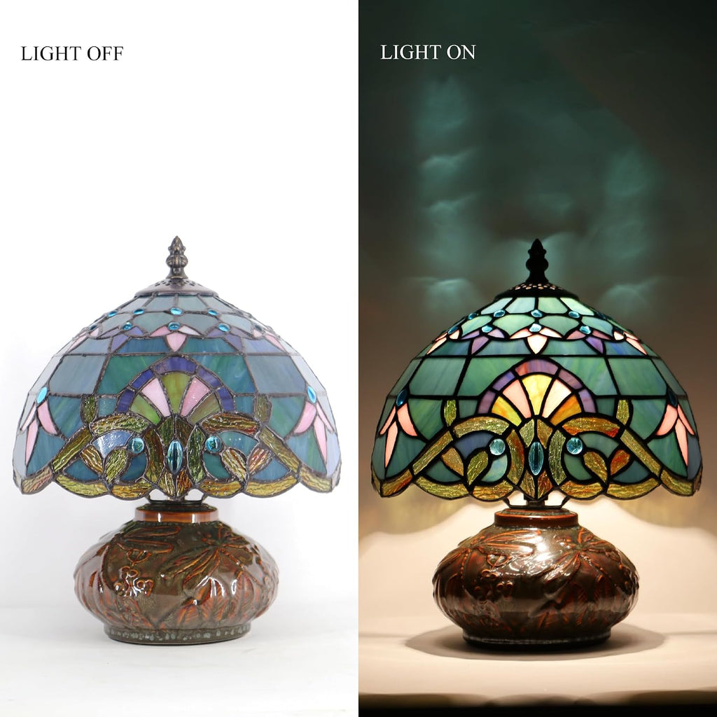 Small Tiffany Table Lamp Mini Mushroom Stained Glass Lamp Memory Sympathy lamp 10X11 Inch (Baroque Style)