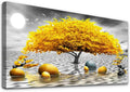 MHARTK66 Wall Decorations For Living Room Canvas Wall Art For Bedroom Abstract Wall Decor Black And White Canvas Art Yellow Tree Paintings Bathroom Home Decoration Hang Pictures Office Large Artworks