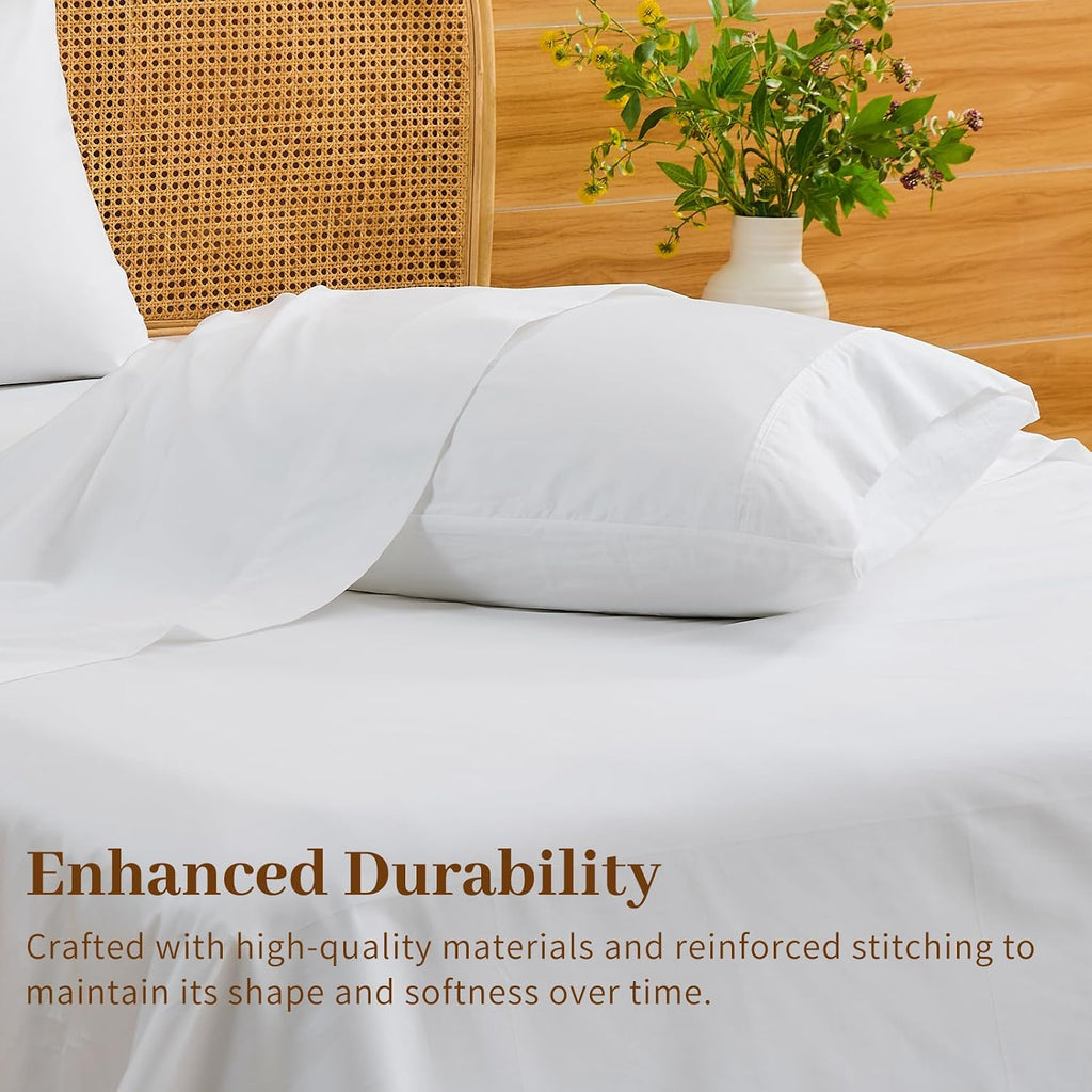 Bedlifes Deep Pocket Sheets 18-24 Inch, California King Size Egyptian Cotton 1000 Thread Count, 4-Piece - Fits Extra Thick Mattresses, Cooling & Breathable (White)