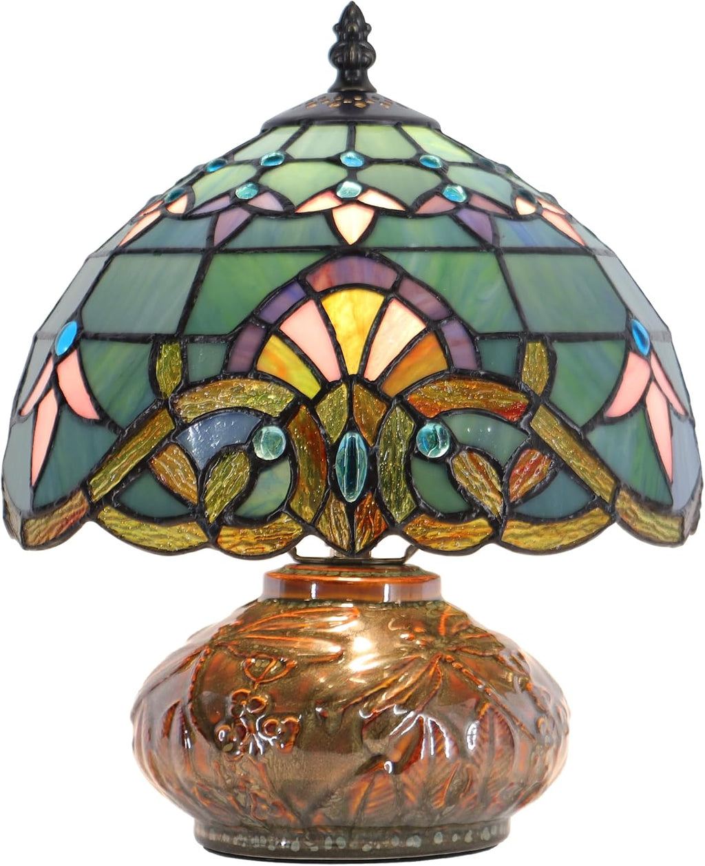 Small Tiffany Table Lamp Mini Mushroom Stained Glass Lamp Memory Sympathy lamp 10X11 Inch (Baroque Style)