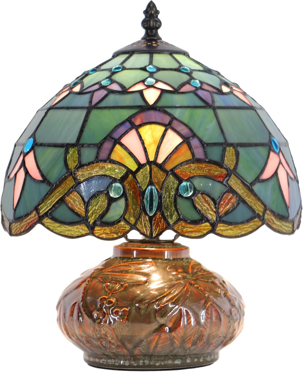 Small Tiffany Table Lamp Mini Mushroom Stained Glass Lamp Memory Sympathy lamp 10X11 Inch (Baroque Style)
