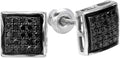 Dazzlingrock Collection 0.25 Ctw Black Round Diamond 7.5mm Micropave Hip Hop Iced Out Studs in 10K Solid White Gold, Screw Back,Unisex Design Ladies,Mens Real Diamond Earrings