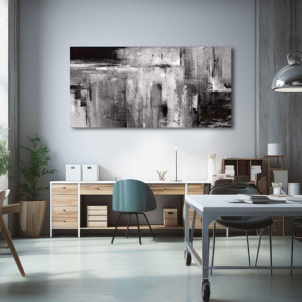 XIANSHOU Black Abstract Wall Art Living Room Decor Painting 29'x 58' White Abstract Graffiti Wall Decorations for Bedroom Kitchen Dining Room Office