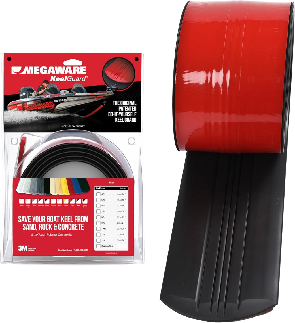 MEGAWARE KEELGUARD USA-Made, Original DIY Keel Guard, 5-Inch Wide, 4-12ft Sizes, 11 Colors, Complete Install Kit with Primer, Hull Protector, for Fiberglass and Some Aluminum Boats, Marine-Grade
