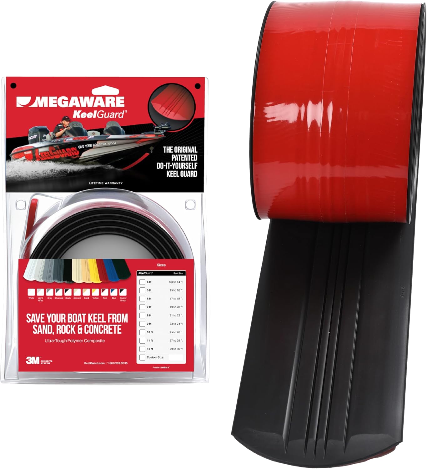MEGAWARE KEELGUARD USA-Made, Original DIY Keel Guard, 5-Inch Wide, 4-12ft Sizes, 11 Colors, Complete Install Kit with Primer, Hull Protector, for Fiberglass and Some Aluminum Boats, Marine-Grade