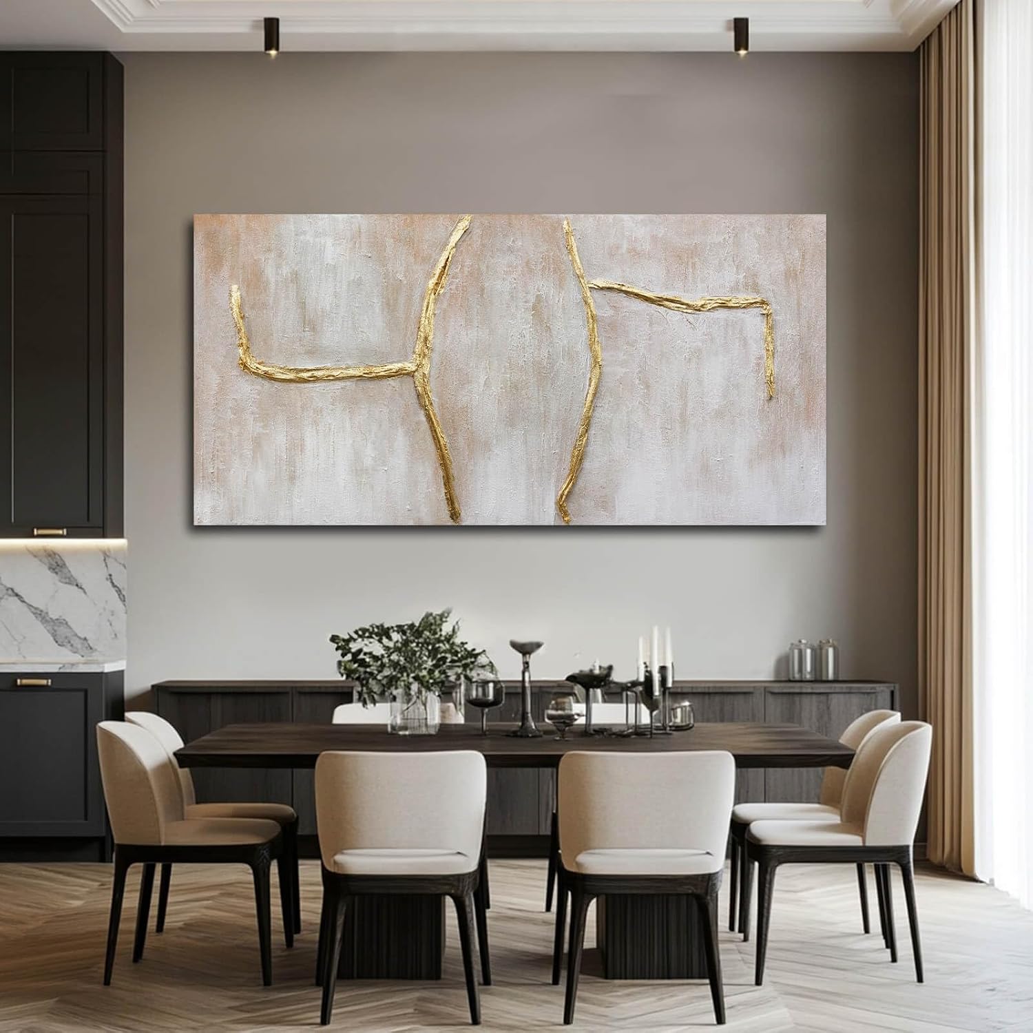 XIANSHOU Large Wall Art Canvas Pictures Gold Artwork Pink Wall Decor For Living Room Abstract Poster Arts for Office 29'x58'