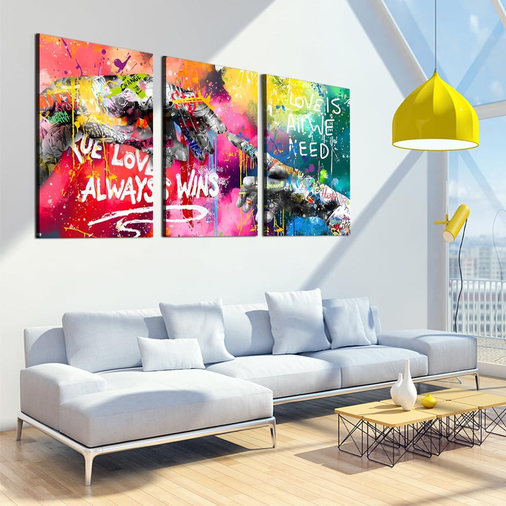 Novatique Banksy Canvas Wall Art Abstract Graffiti Wall Decor Colorful Graffiti Art Print Modern Painting Teenager Street Art Pictures for Living Room Bedroom Office,24'x 36'x3Pcs