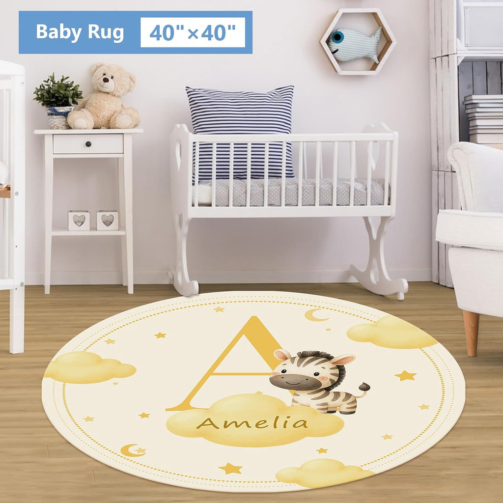 KAINSY Custom Crib Bedding Set, 5 Pcs Personalized Name Monogram Baby Crib Sets for Infants Toddlers, Yellow Zebra Nursery Bedding Set for Boys Girls, Double Layer Baby Bedding Sets Customized Gifts