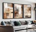 ASDCEUTICALS Large Canvas Wall Art - Brown and Beige Abstract Pictures for Living Room Vintage Wall Decor Retro Rustic Paintings Black Float Framed for Bedroom Dinning Room 24' X 36' X 3 pcs