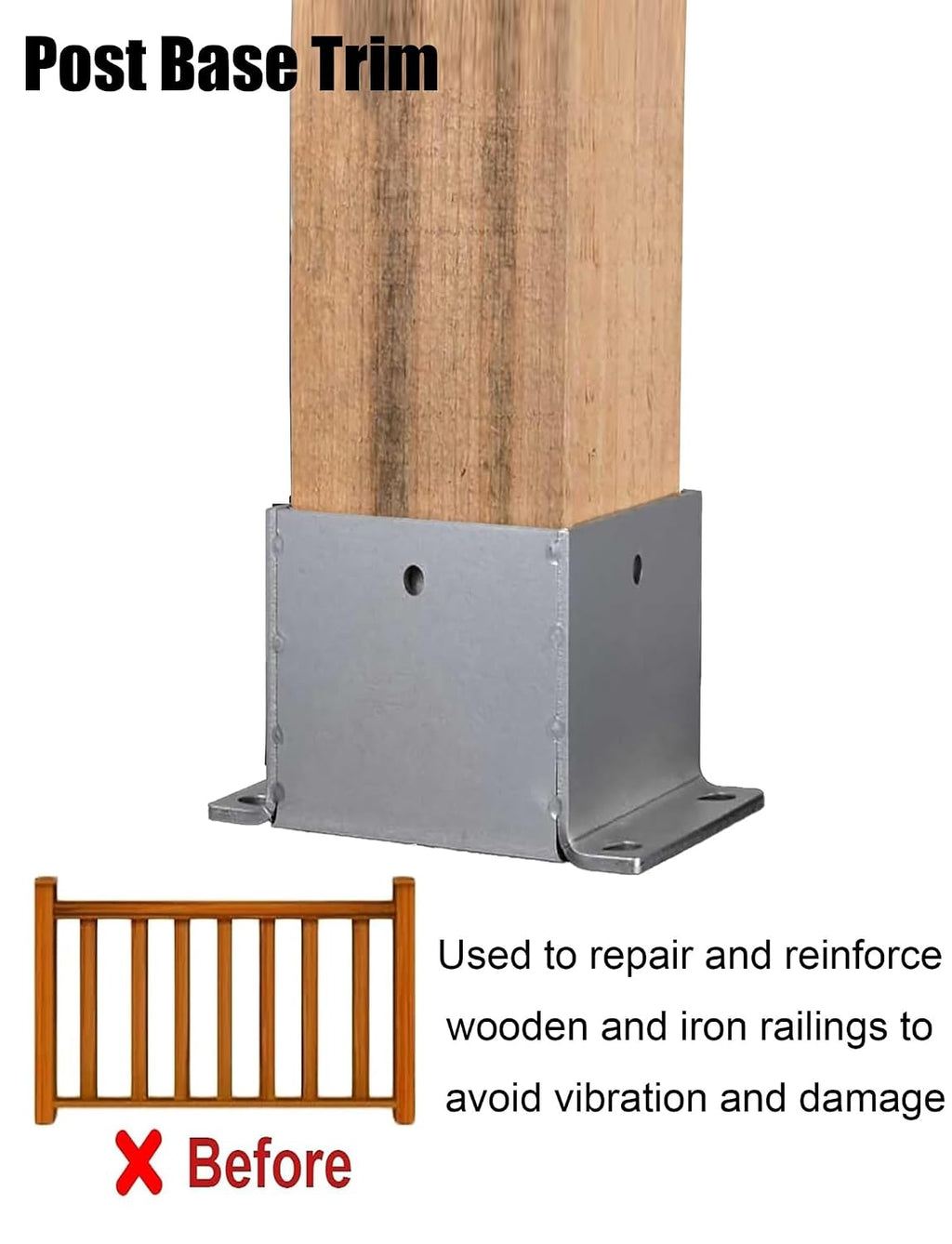 Heavy Duty Post Holder for Fence,Square Metal Railing Support Kit,Deck, Porch,Pergola, Patio, Mailbox,Adjustable Stainless Steel Anchor Base(185x185x130mm/7.3x7.3x5.1in)