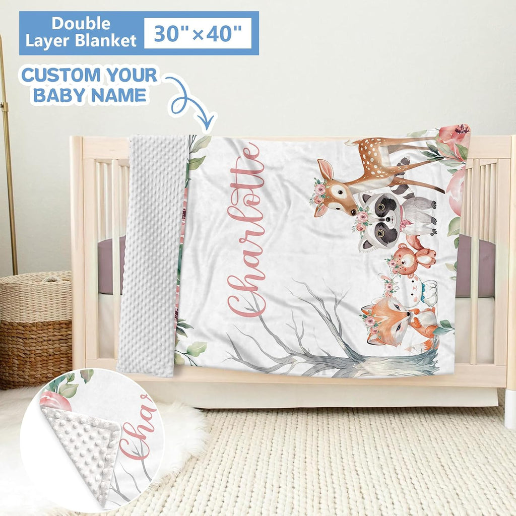 KAINSY Custom Crib Bedding Set 5 Piece for Girls Boys – Personalized Floral Animals Theme, Newborn Sleep Set, Nursery Decor, Toddler Room Essentials, Infant Sleep, Baby Room Accessories, Baby Gift