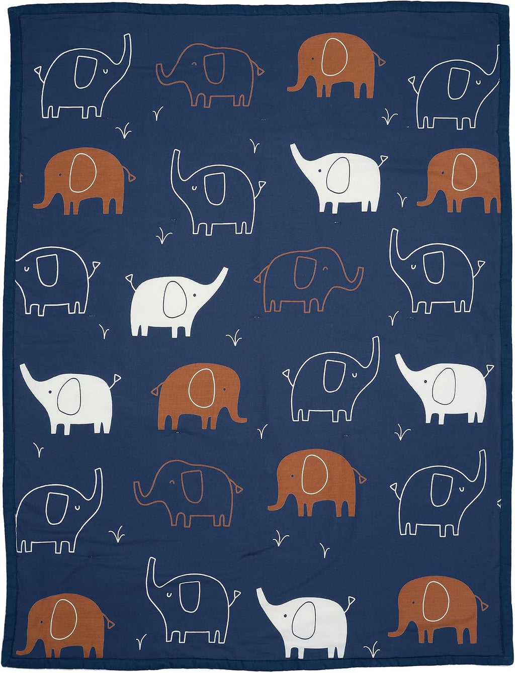Lambs & Ivy Playful Elephant Blue/White Cotton 3-Piece Baby Crib Bedding Set