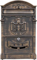 Mailboxes for Outside, Wall Mount Locking Mailbox, Vintage Large Capacity Mail Box, Security Mail Letter Metal Mailbox, for Outside(Brass)