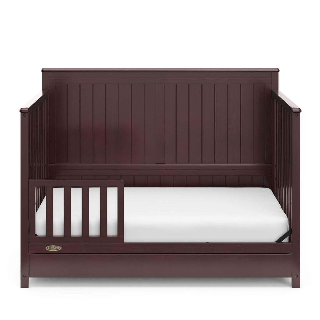 Graco Hadley 5-in-1 Convertible Crib with Drawer – GREENGUARD Gold Certified, Fits Standard Crib Mattress, Converts to Toddler Bed, Daybed and Full Bed, 4 Adjustable Mattress Heights (Espresso)