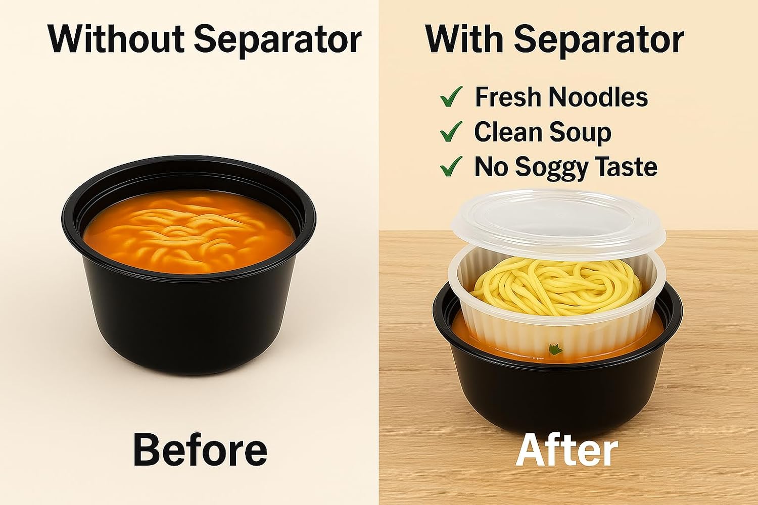 50 oz Disposable Bowls with Lids – Double Layer Soup & Food Containers for Takeout, Salad & Healthy Meal Prep, Microwave & Freezer Safe(150set)