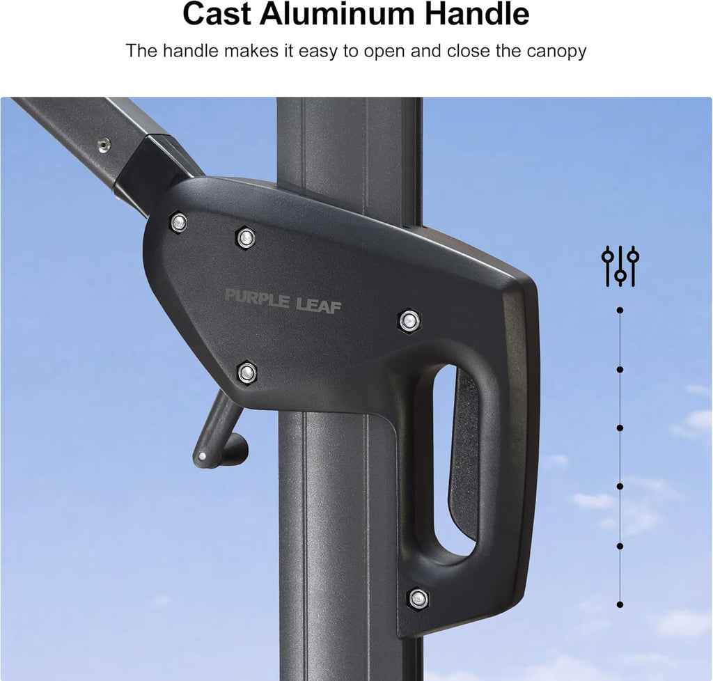 PURPLE LEAF 10 Feet Patio Umbrella Outdoor Cantilever Round Umbrella Aluminum Offset Umbrella with 360-degree Rotation for Garden Deck Pool Patio, Navy Blue