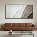 Beach Framed Wall Art Decor, Cuadros para Sala Elegantes y Modernos Dormitorios, Handmade Large Paintings, Living Room Apartment Bedroom Office Kitchen Accessories for Men, Size 29'x58' (White Brown)