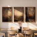 Vaskuro Extra Large Framed Art, Handmade Textured Canvas Paintings, Neutral Abstract Brown Wall Decor for Living Room, 3 Pcs,24x36In, Modern Minimalist Cozy Artwork for Bedroom