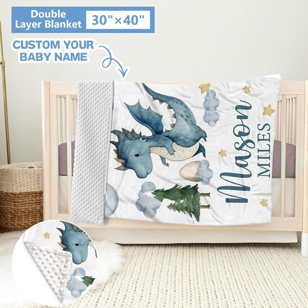 KAINSY Custom Crib Bedding Set 5 Piece for Baby Boys – Personalized Flying Dinosaur Theme, Newborn Sleep Set, Nursery Decor, Toddler Room Essentials, Infant Sleep, Baby Room Accessories, Baby Gift