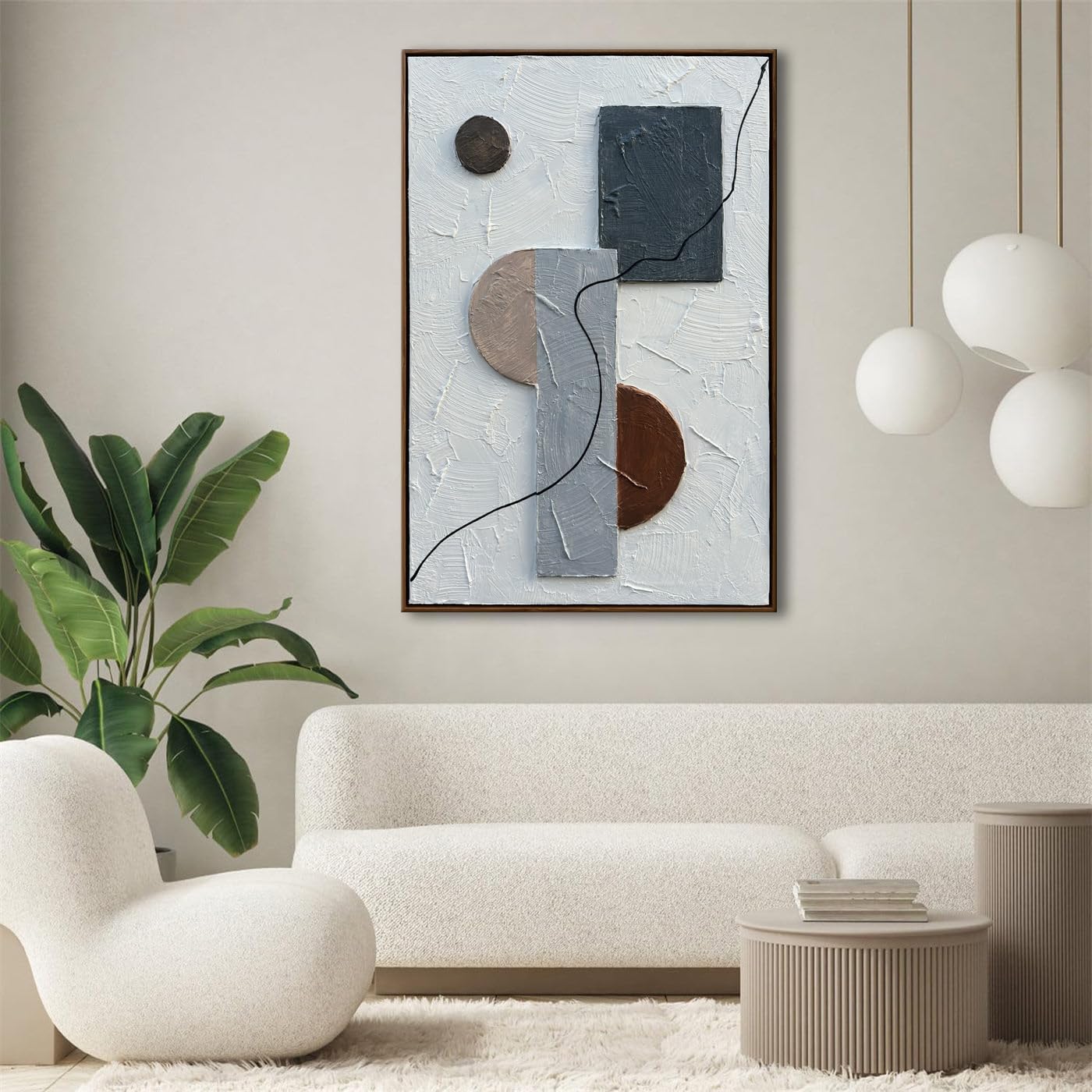 Framed Modern Textured Wall Art, Framed Artwork, Abstract 3D Wall Paintings Sculptural Wall Art, Boho Wall Hanging, Textured Art