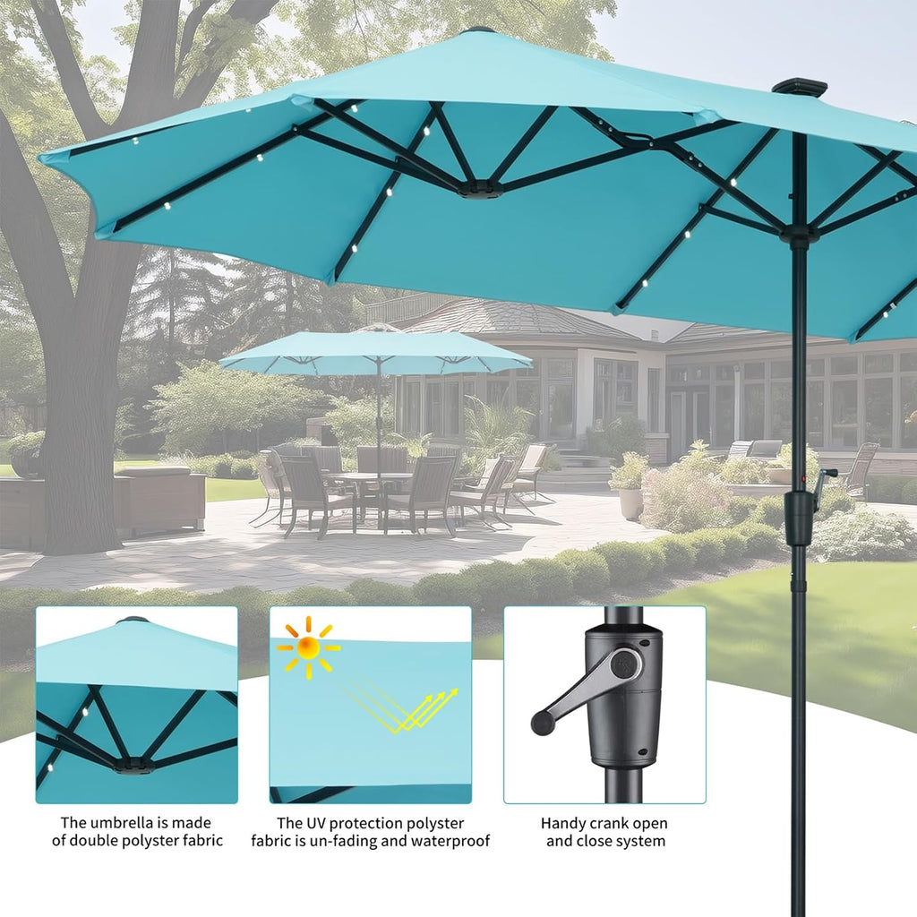 GDY 13FT Rectangular Patio Umbrella Ultimate Sun Protection & Easy Crank for Deck, Garden, Pool, Beach