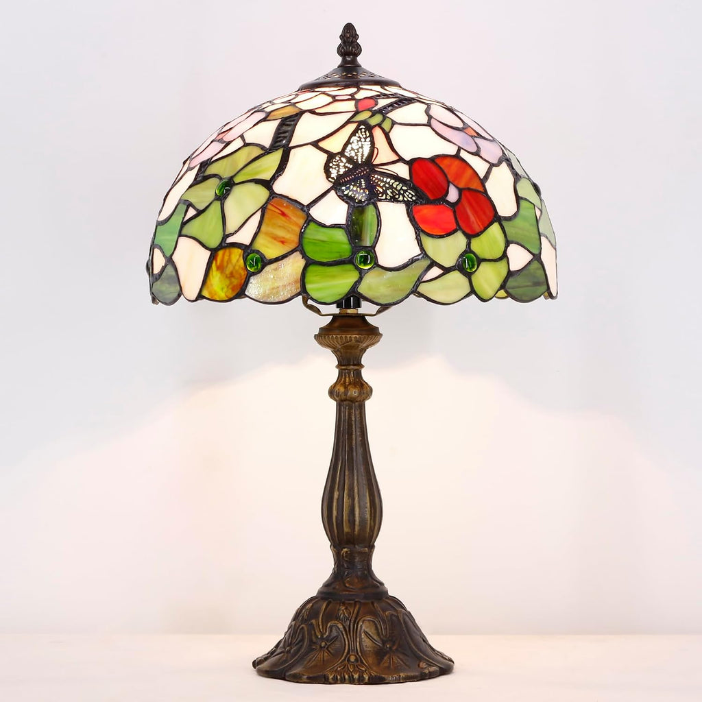 Tiffany Lamp Touch Control Table Lamp Stained Glass Desk Lamp 12X12X19 Inches Butterfly Flower Style Reading Light