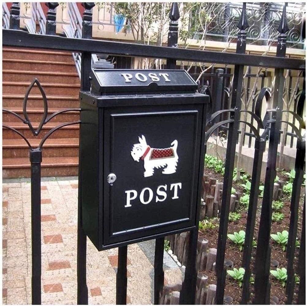 REMYS Suggestion Box Mailbox Complaint Suggestion Box Wall Mount Mailbox with Combination Locking Mail Boxes Steel Cover Rust-Proof Metal Post Box Waterproof Mailbox Black Drop Box