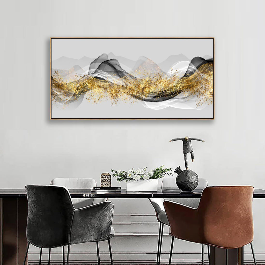 Tucai Decor Wall Art Modern light Luxury Abstract Gold ink Landscape Canvas Wall Art for Living Room Bedroom Color Pictures Artwork Home Decor Canvas Print Wall Decor Ready to Hang 30x60inch (Framed)