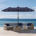 Sophia & William 13ft Outdoor Patio Umbrella with Solar Lights, Large Double-sided Umbrella with LED Lights, Perfect for Garden, Deck, Pool, Navy Blue