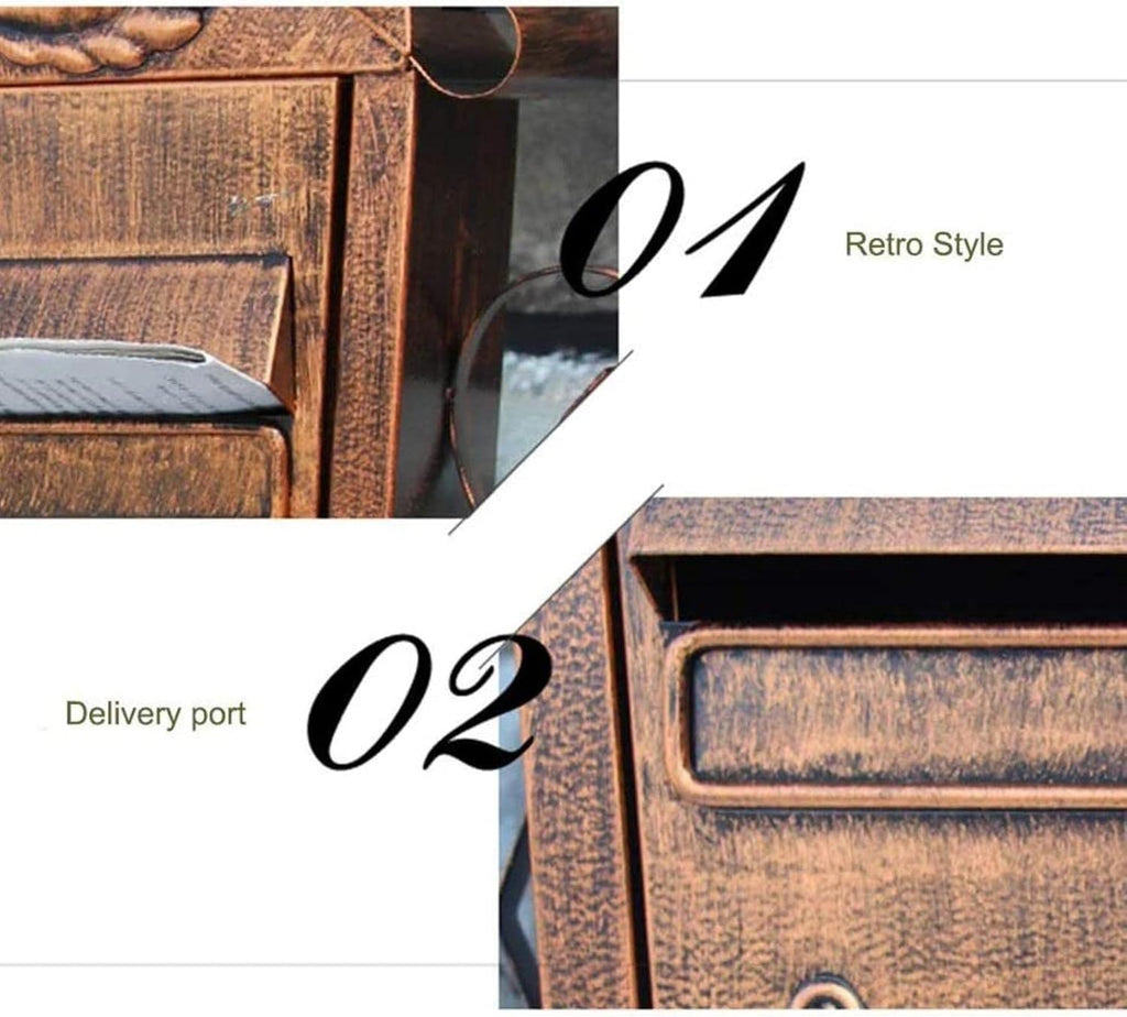 Retro Creative Letter Box，Wall Mounted Mail Box Post Letter Newspaper Holder Outdoor