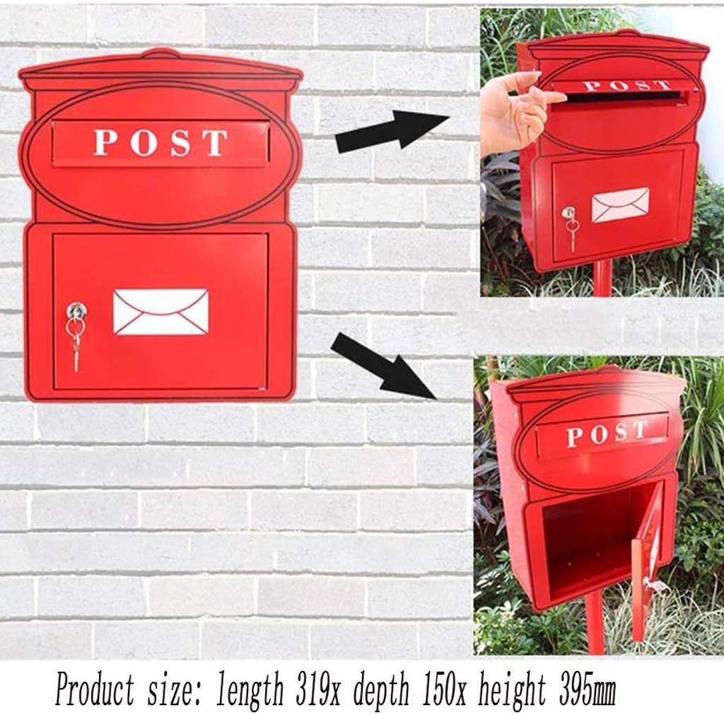Wall Mounted Locking Mailbox， Safe and Secure Vintage Inspired Chic Metal Post Mail Box