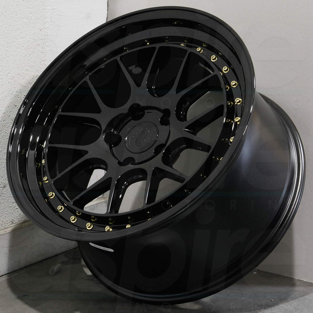 AodHan DS06 Wheel - Gloss Black W/Gold Rivets: 19x9.5 Wheel Size; 5x114.3 Lug Pattern; 73.1mm Hug Bore; 22mm Off Set.